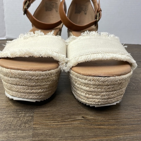 Brash Women’s Espadrille Wedge Platform Natural Fabric Ankle Strap Sandals, 9M - Picture 7 of 10